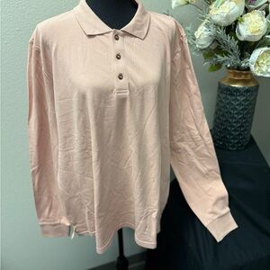 NWT Evy's Tree "The Mara" 1X Blush Pink Collared Pullover